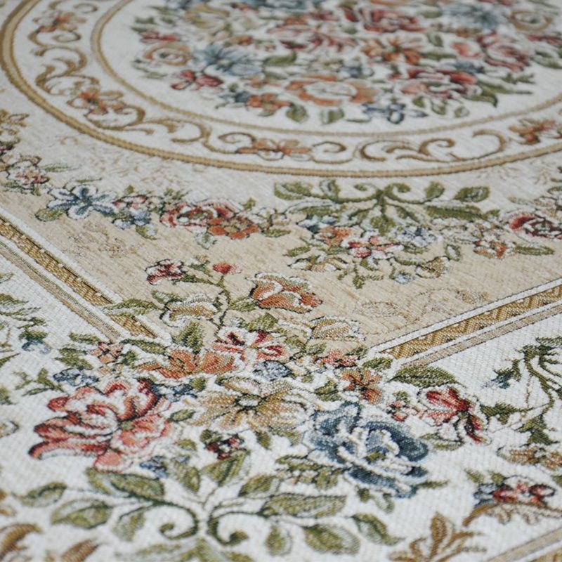 UKELER Luxury Soft Rustic Floral Area Rugs Washable Elegant Non Slip Accent Floor Rugs Carpet for Nursery Bedroom (47.2''x71'', Beige Garden) - Image 3